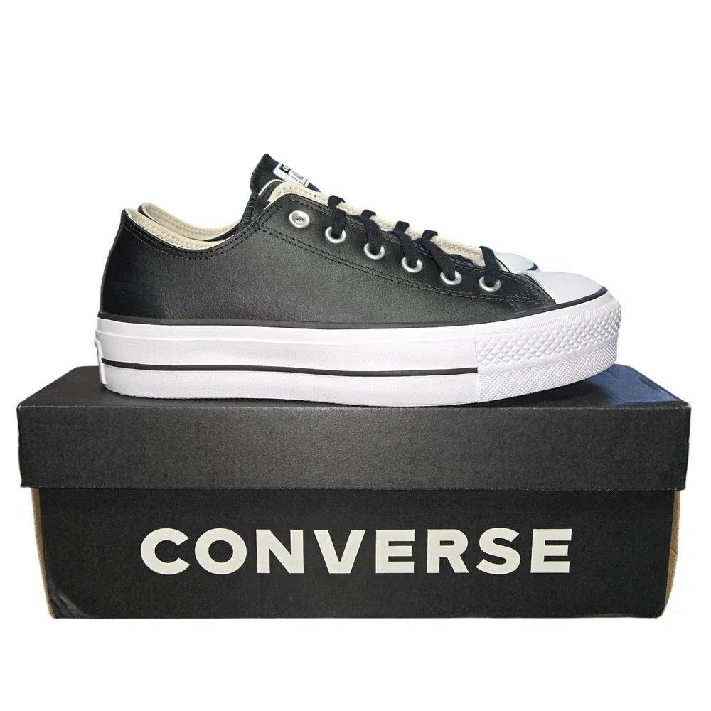 Converse Chuck Taylor All Star Lift Ox Black Leather Platform Sneakers 561681C